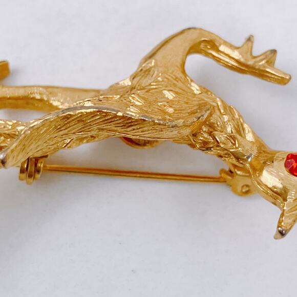 VTG Mid Century Roadrunner Brooch Rhinestone Gold Tone Figural Pin, Whimsy 50s - Picture 7 of 11